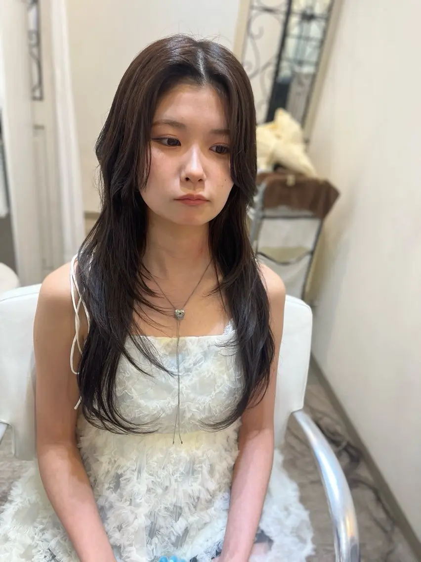 ロング ハッシュカット カット ヘアカラー トリートメント 🎀 縮毛矯正ヘア セット/ハルナ🎀のヘアスタイル