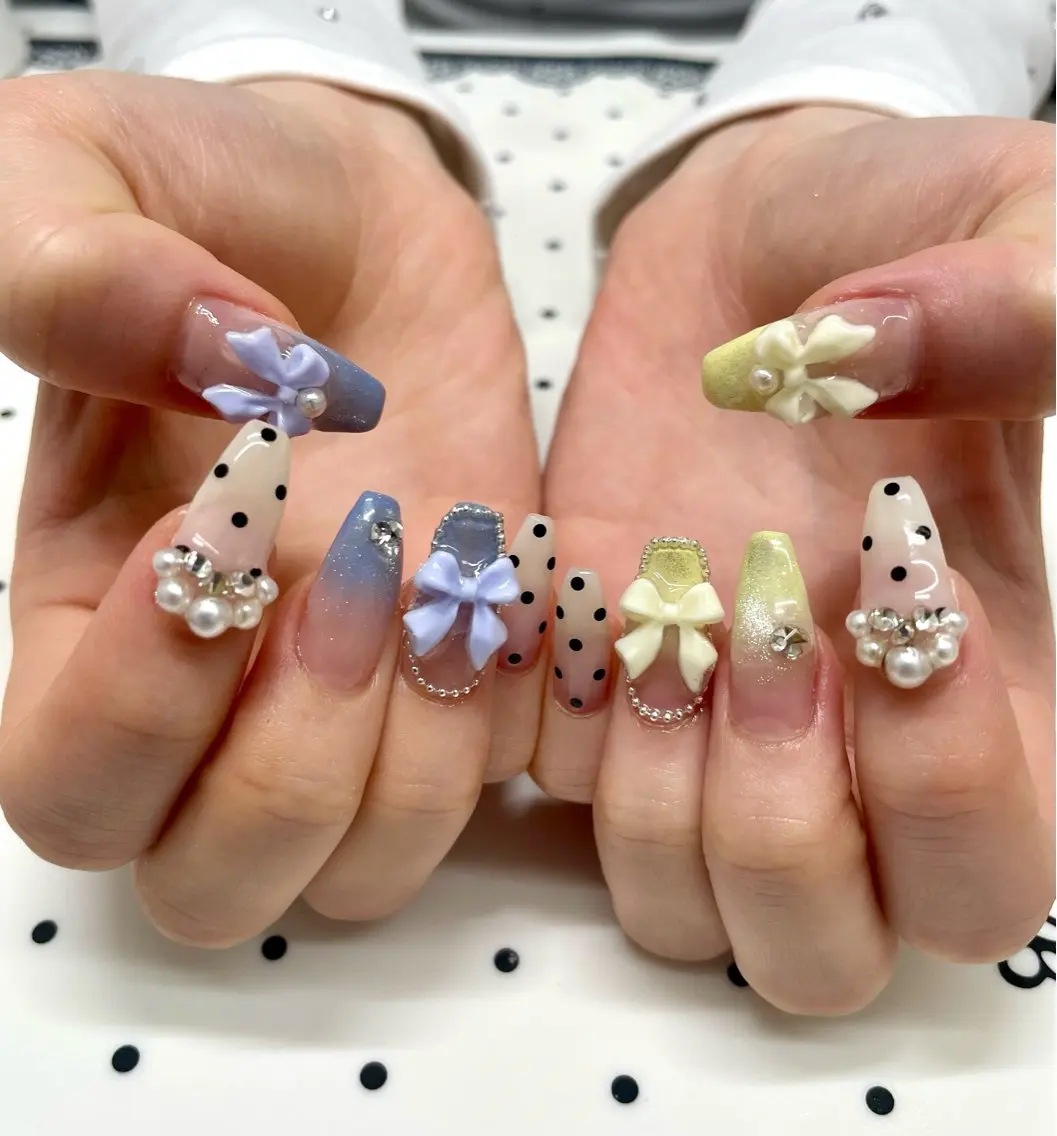ネイル 持ち込み リボン ハンドネイル nailist cocoのネイルデザイン