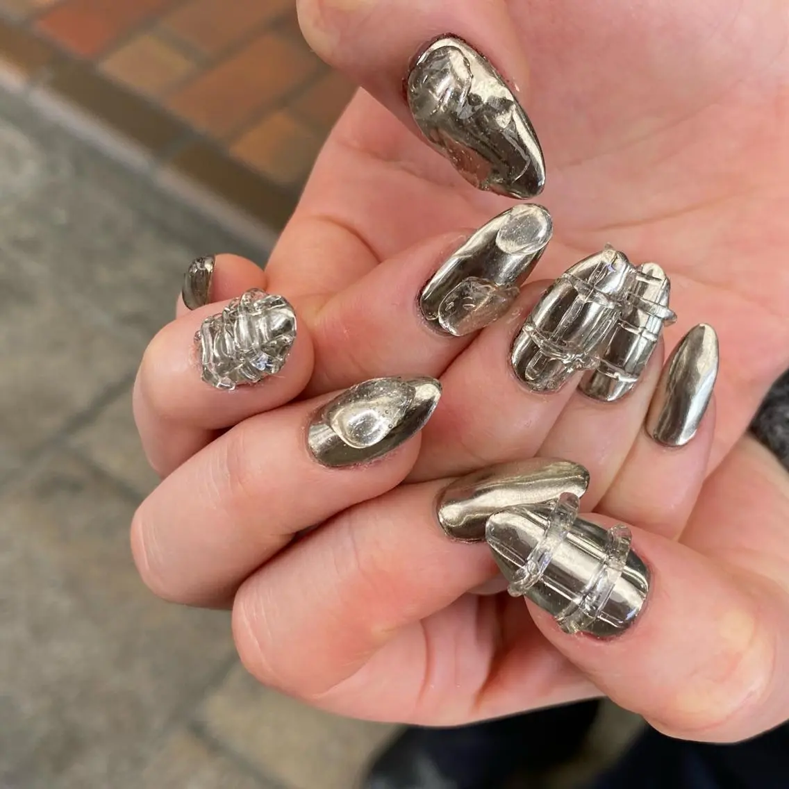 ネイル 卒業式 ミラーネイル ハンドネイル nailsalon ∞ ﾐｶﾅﾙ ∞のネイルデザイン