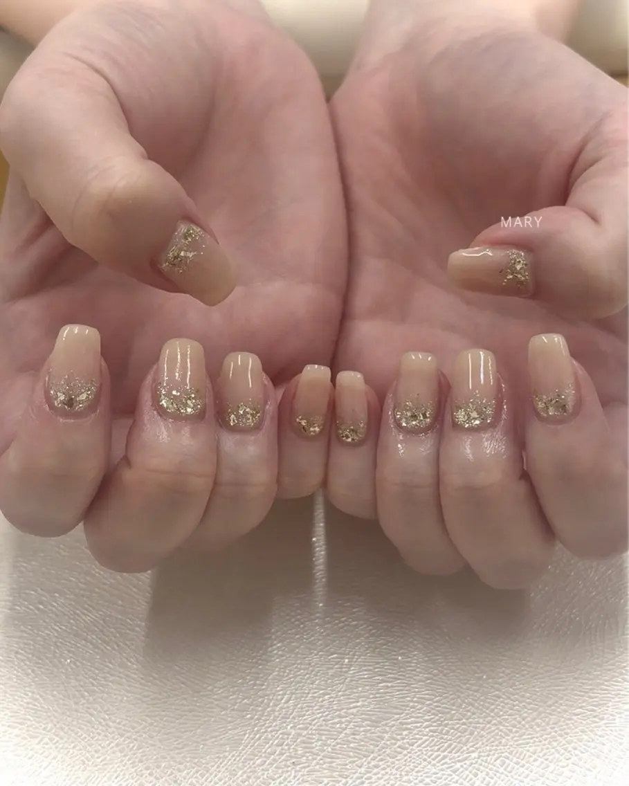 ネイル グラデーション ラメ(グリッター) ラメグラデーション ニュアンスネイル ハンドネイル Mary nail .narumiのネイルデザイン