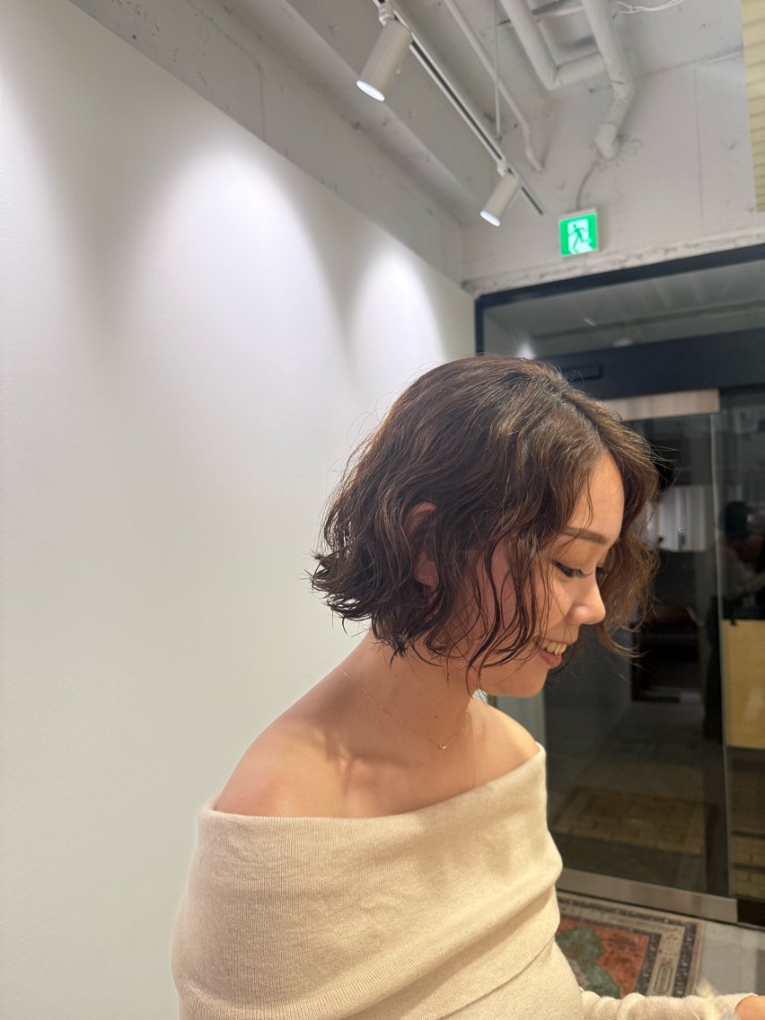 ミディアム パーマ カット パーマ 田辺 一樹のヘアスタイル