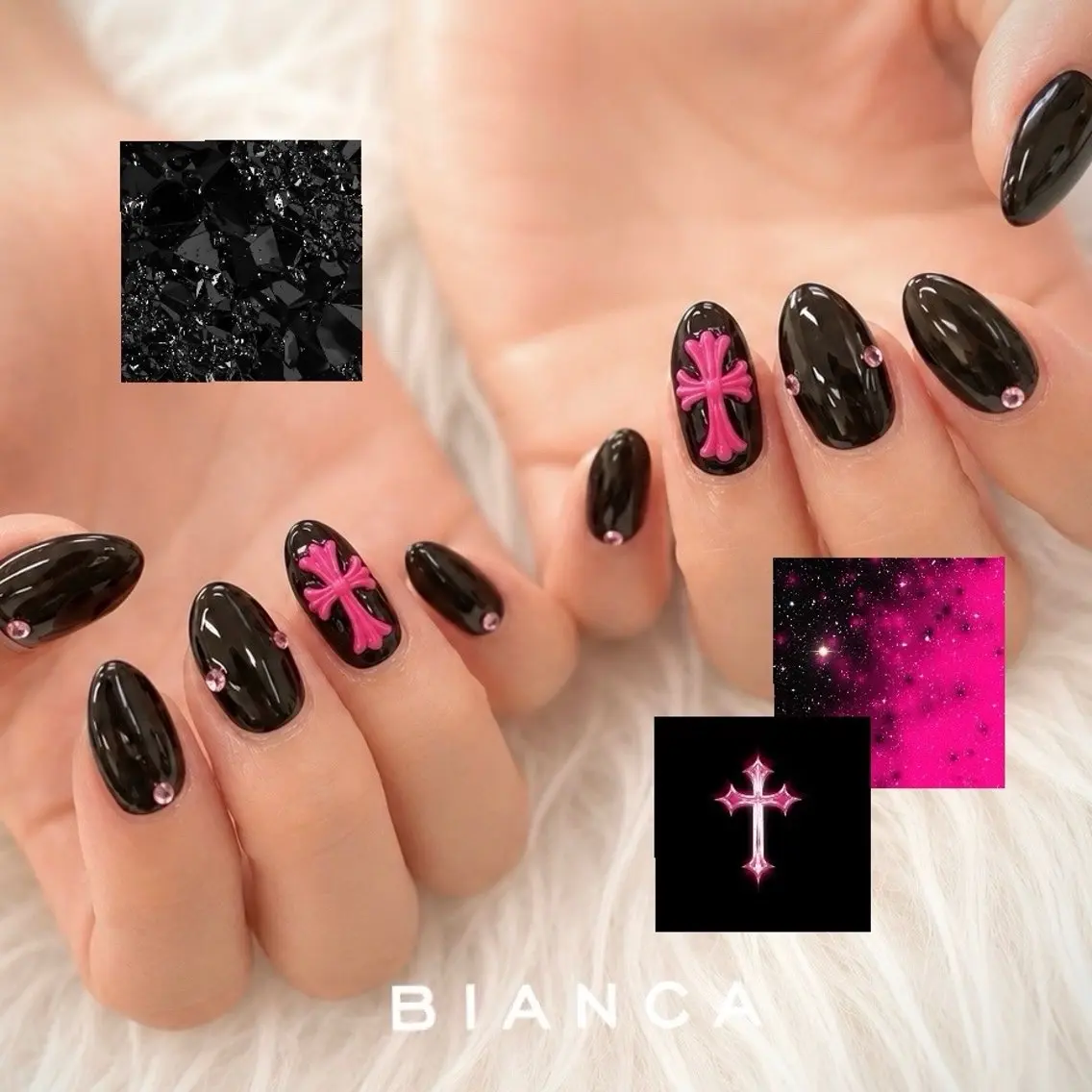 ネイル ストーンネイル ハンドネイル Bianca大宮店 上野のネイルデザイン