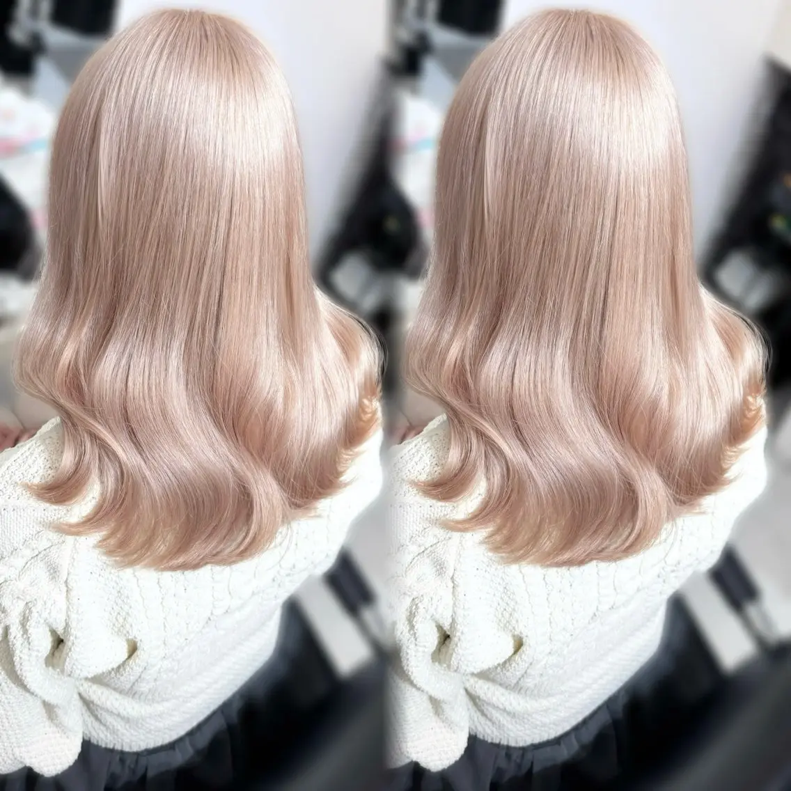 セミロング カラー ブリーチ ハイトーンカラー カット ヘアカラー トリートメント 盛れる顔周り🤍渋谷 Risa🎀のヘアスタイル