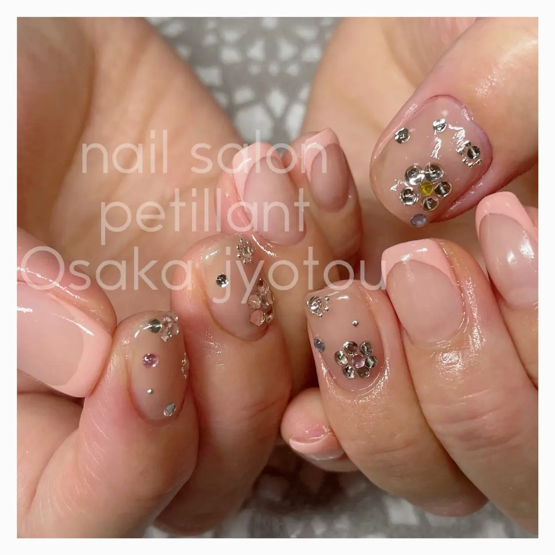ネイル アートネイル フレンチネイル キラキラネイル nail salon petillantのネイルデザイン