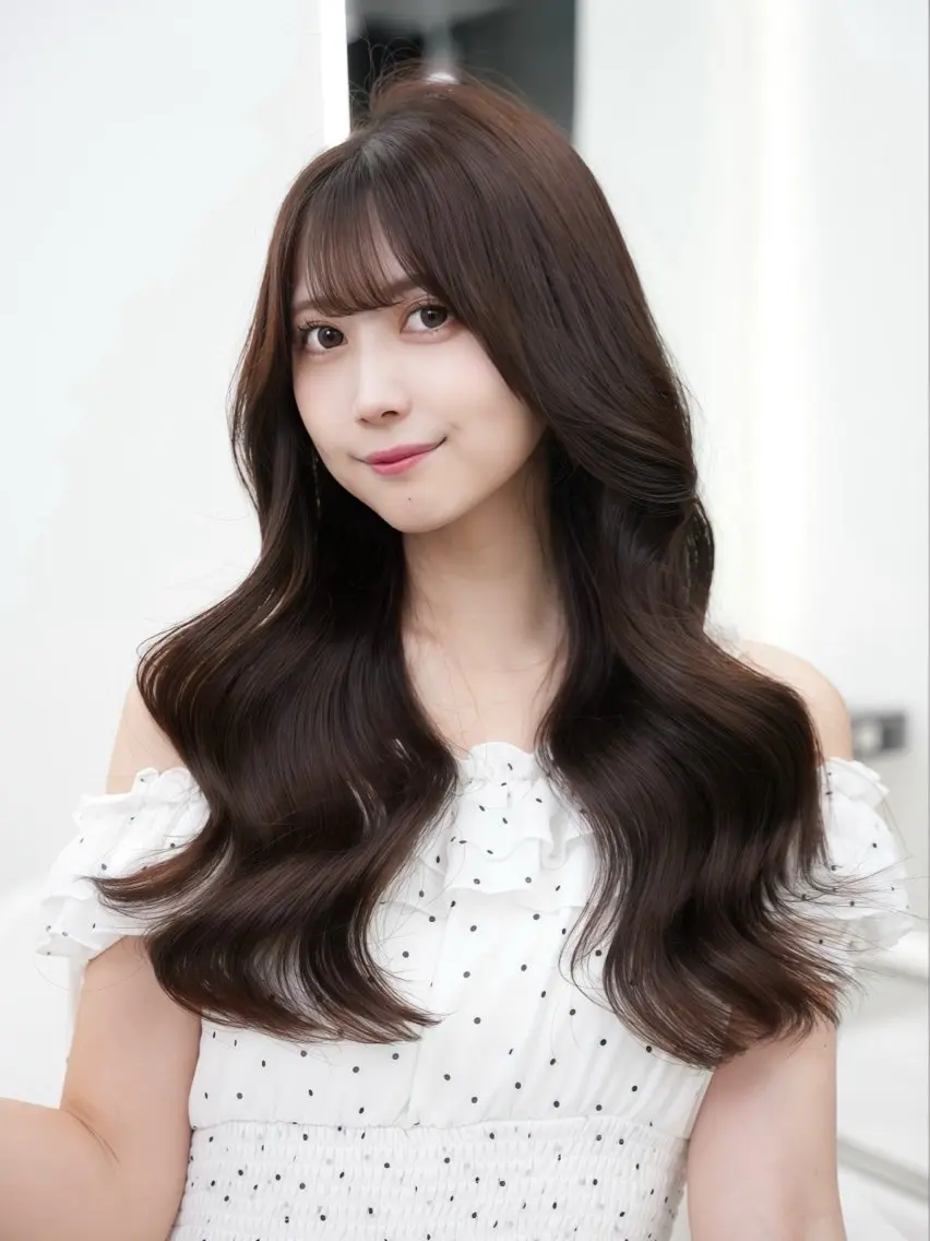 セミロング カラー ヘアアレンジ カット 韓国艶カラー🇰🇷 EWA💙のヘアスタイル