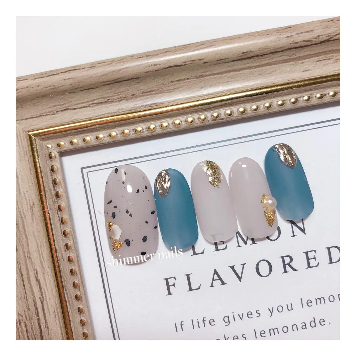 ネイル ブルー マットネイル shimmer nailsのネイルデザイン