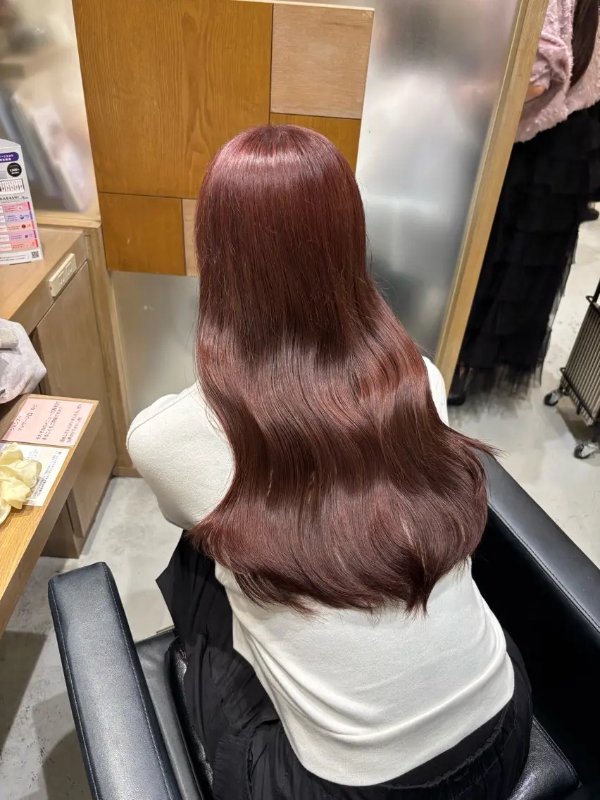 ロング ヘアカラー トリートメント 透明感グレージュ/ 縮毛矯正/静岡のヘアスタイル