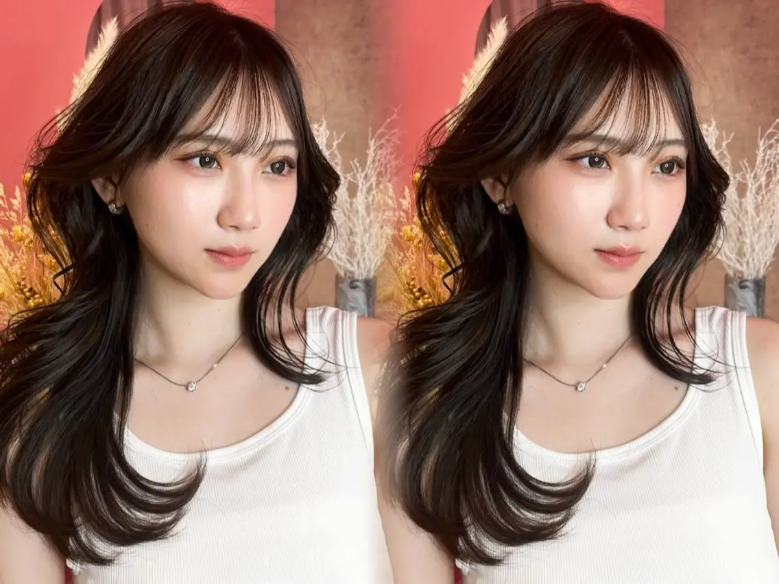 ロング カラー 山崎/ボブ縮毛矯正 レイヤー髪質改善のヘアスタイル
