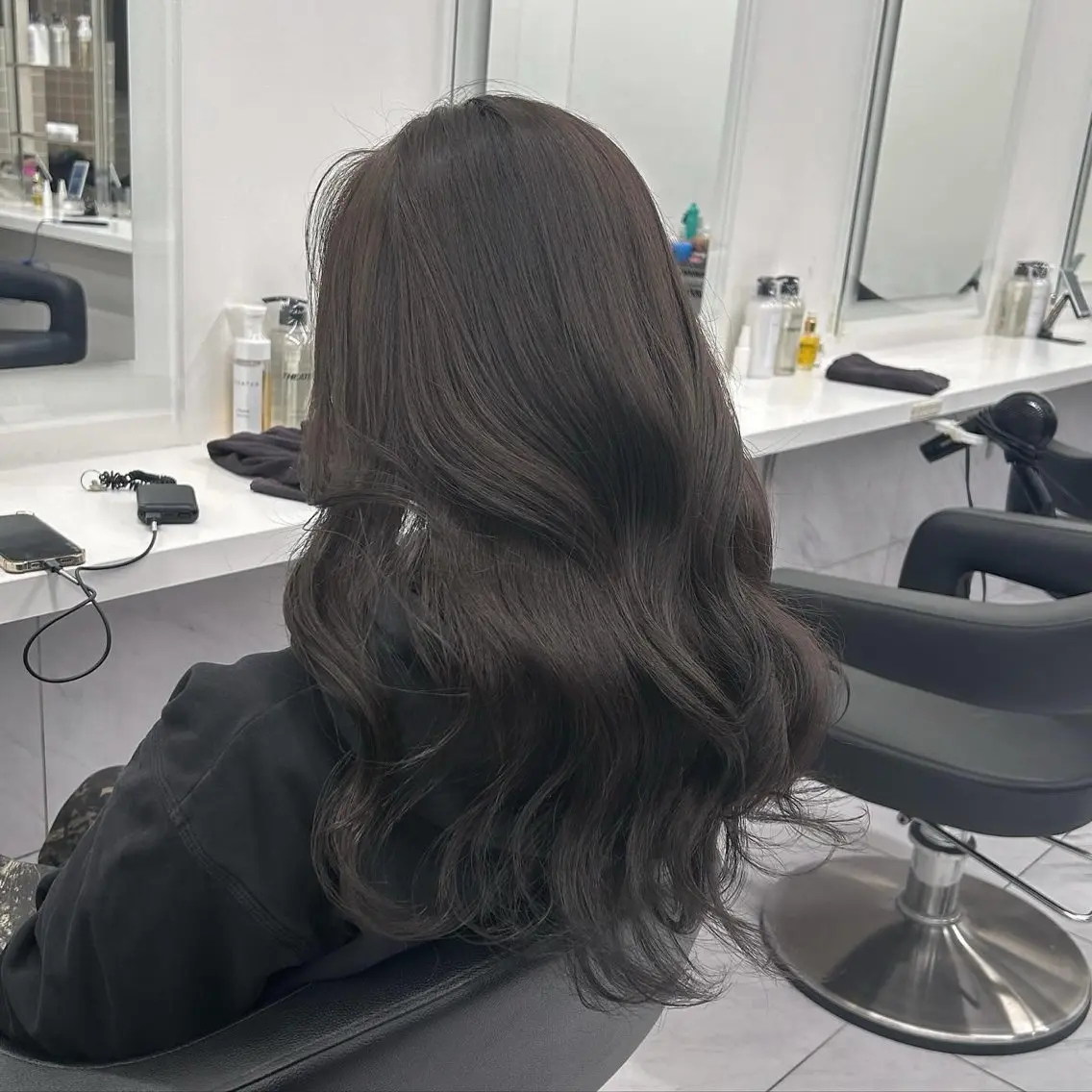ロング カラー パーマ ヘアアレンジ メンズ キッズ ブリーチなしカラー/ ブラウン/レイヤーのヘアスタイル