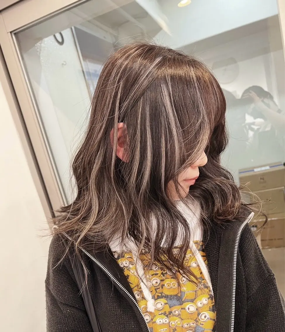 セミロング カラー グレージュ ハイライトカラー ハイライト 指名数No.1 /NAOYAのヘアスタイル