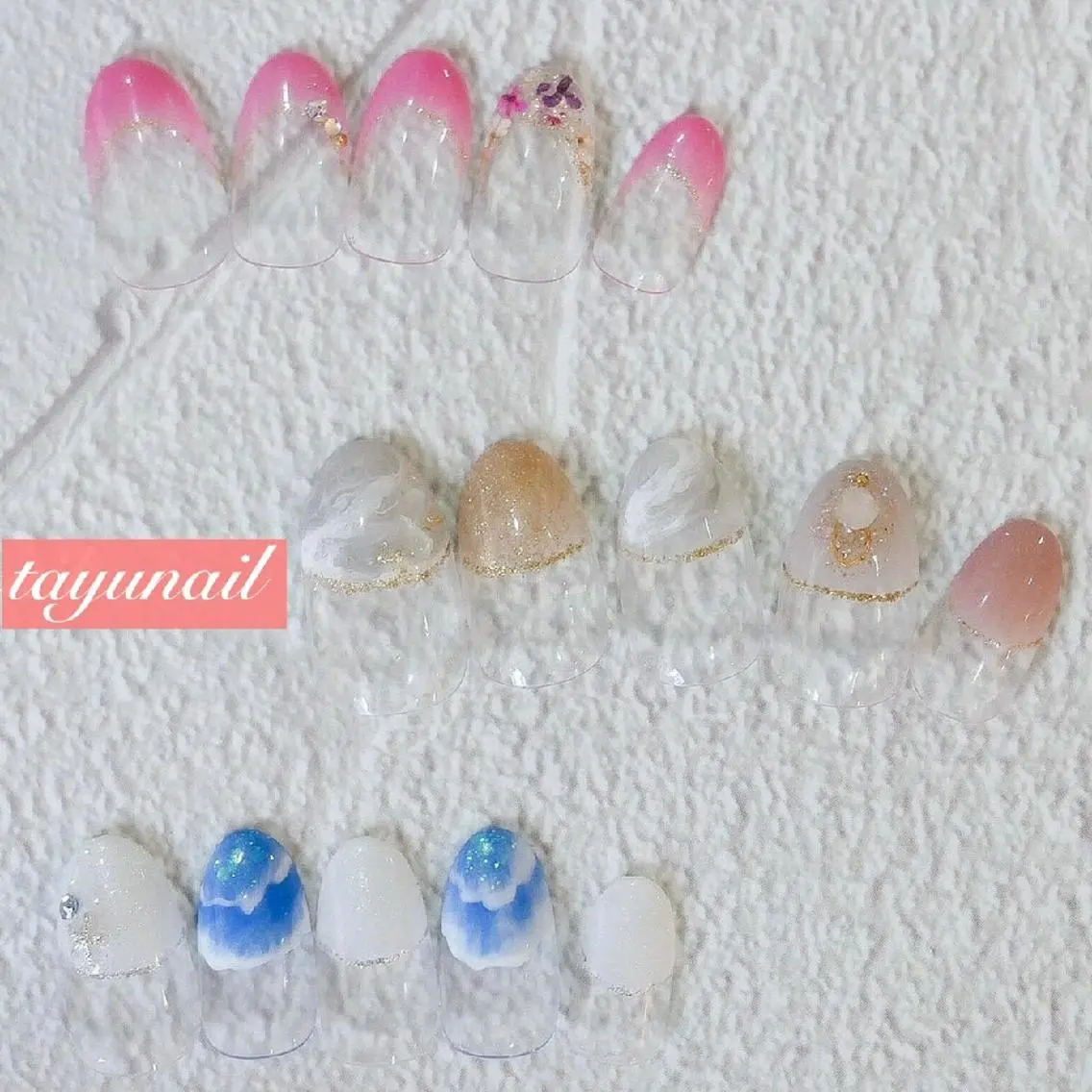 ネイル アートネイル ブルー フレンチネイル ジェルネイル パラジェル ネイルサロン 【たゆnail】のネイルデザイン