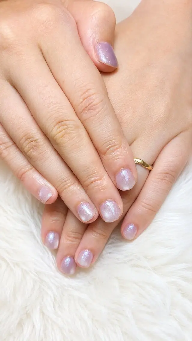 ネイル フラッシュネイル フラッシュマグ マグネットネイル パステルネイル パープル ハンドネイル Whitebase nailのネイルデザイン