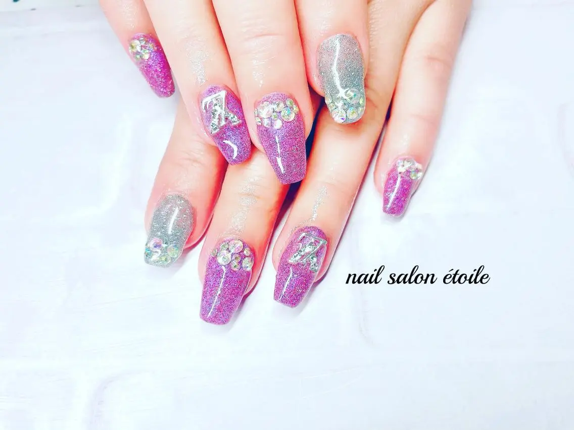 ネイル フラッシュネイル ジェルネイル キラキラネイル ラメ(グリッター) ピンク ハンドネイル nail salon étoileのネイルデザイン