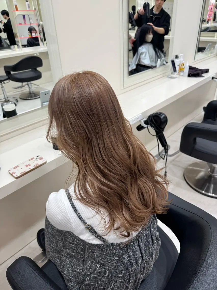 ロング ヘアカラー トリートメント 🤎モテ髪＆透明感 ミルクティー🥣🤎のヘアスタイル