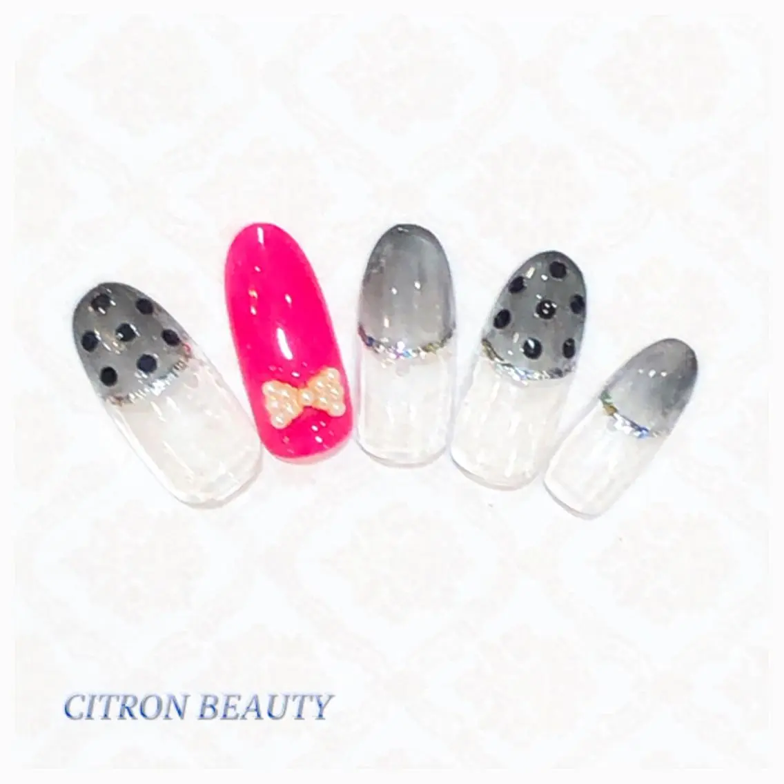 ネイル ドット リボン CITRON NAIL💅練習生のネイルデザイン