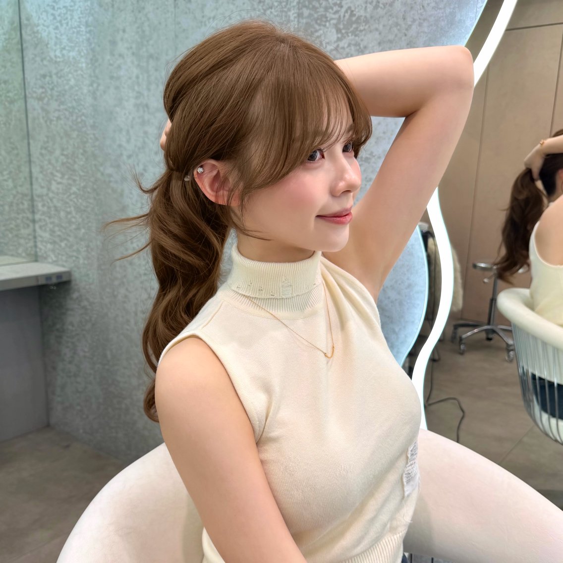 セミロング カラー ヘアアレンジ カット ヘアカラー ブリーチなしW🎀 髪質改善／はのんのヘアスタイル