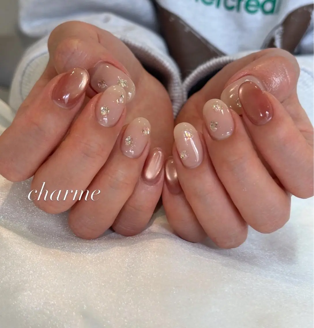 ネイル アートネイル クリアネイル ぷっくりネイル ハンドネイル charme nailのネイルデザイン