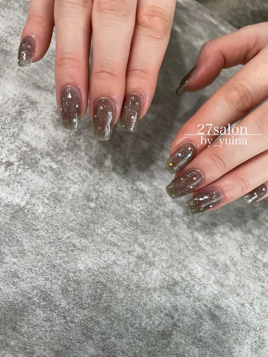 ネイル クリアネイル フラッシュネイル ハンドネイル 27salon yuinaのネイルデザイン
