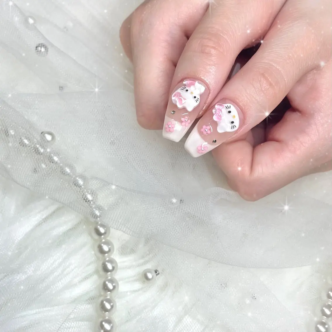 ネイル ハンドネイル Blue daisy RIN🎀のネイルデザイン