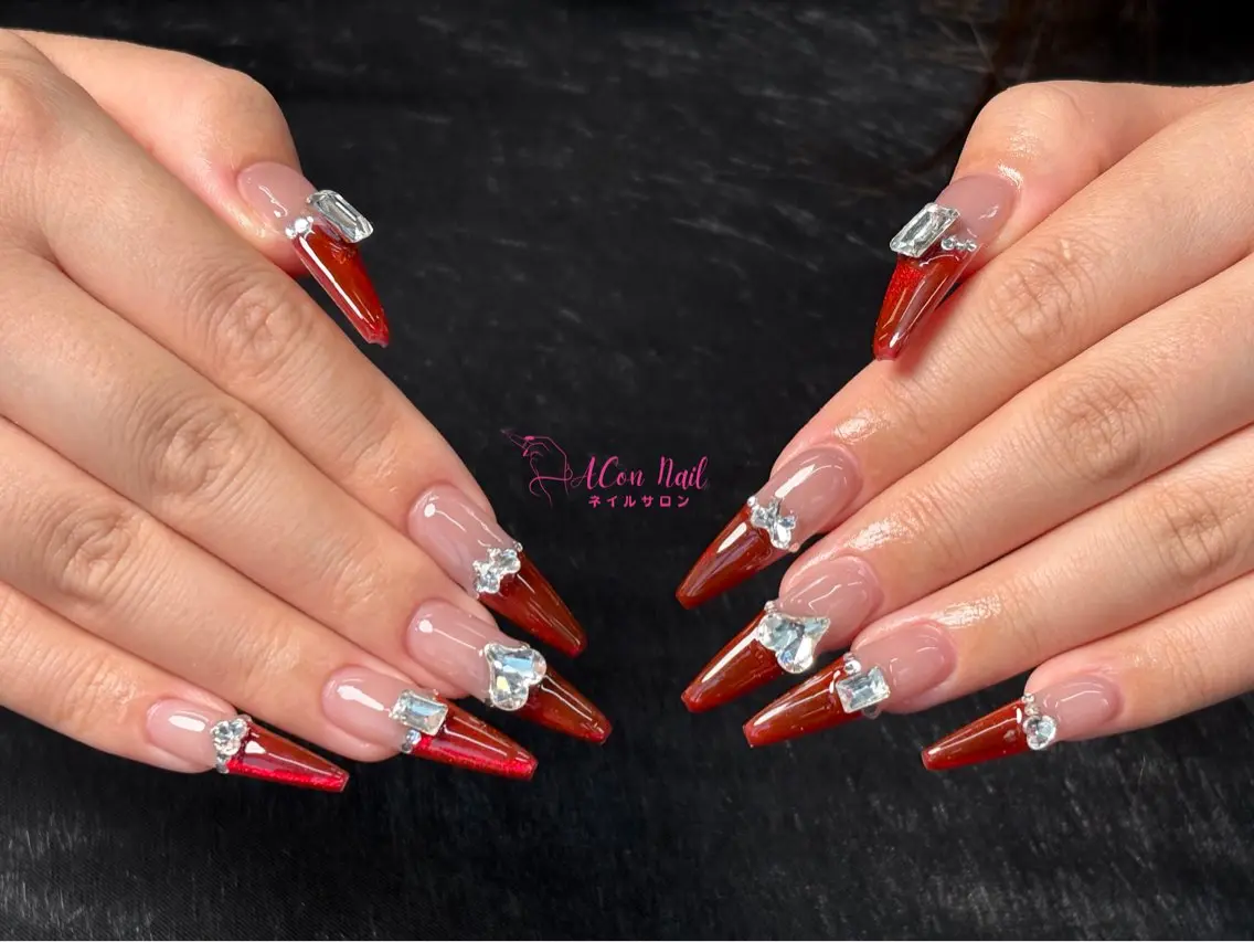 ネイル 桜ネイル 長さ出し フラワーネイル フレンチネイル ジェルネイル ハンドネイル ACon NailSalonのネイルデザイン