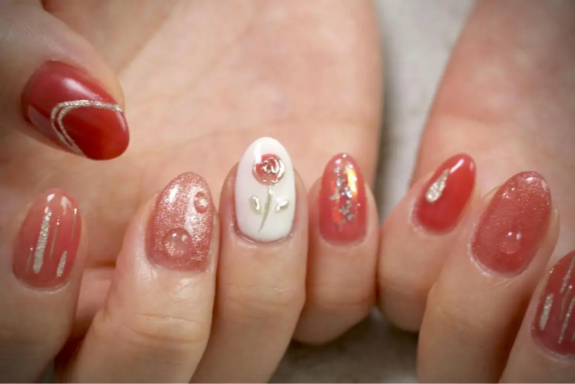 ネイル オーロラネイル カジュアル ジェルネイル ラメ(グリッター) マグネットネイル ハンドネイル MH Nailのネイルデザイン
