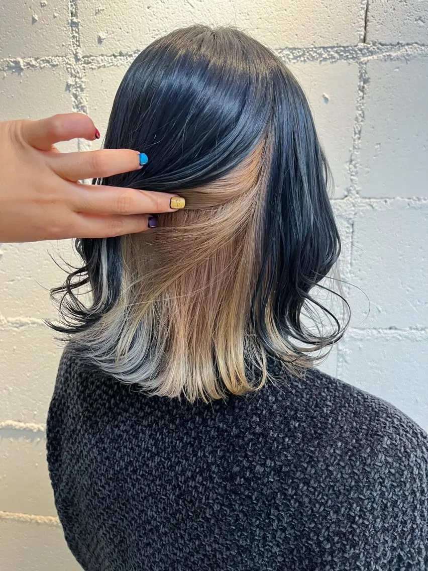ショート カラー ベージュカラー ブルーカラー ネイビーカラー FERIA あべの yumeho🍭のヘアスタイル