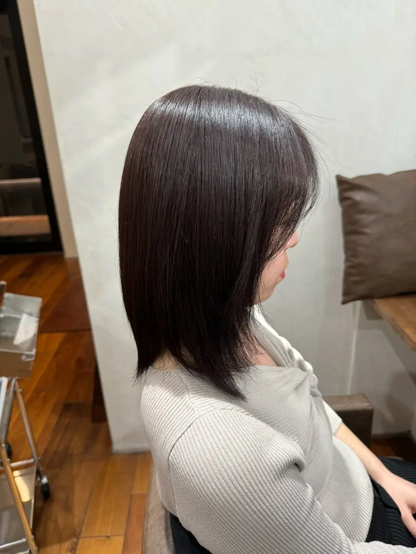 ミディアム カラー パーマ ストレートパーマ ヘアカラー トリートメント 髪の年齢悩み解消/ 白髪と癖毛 松本雄光のヘアスタイル