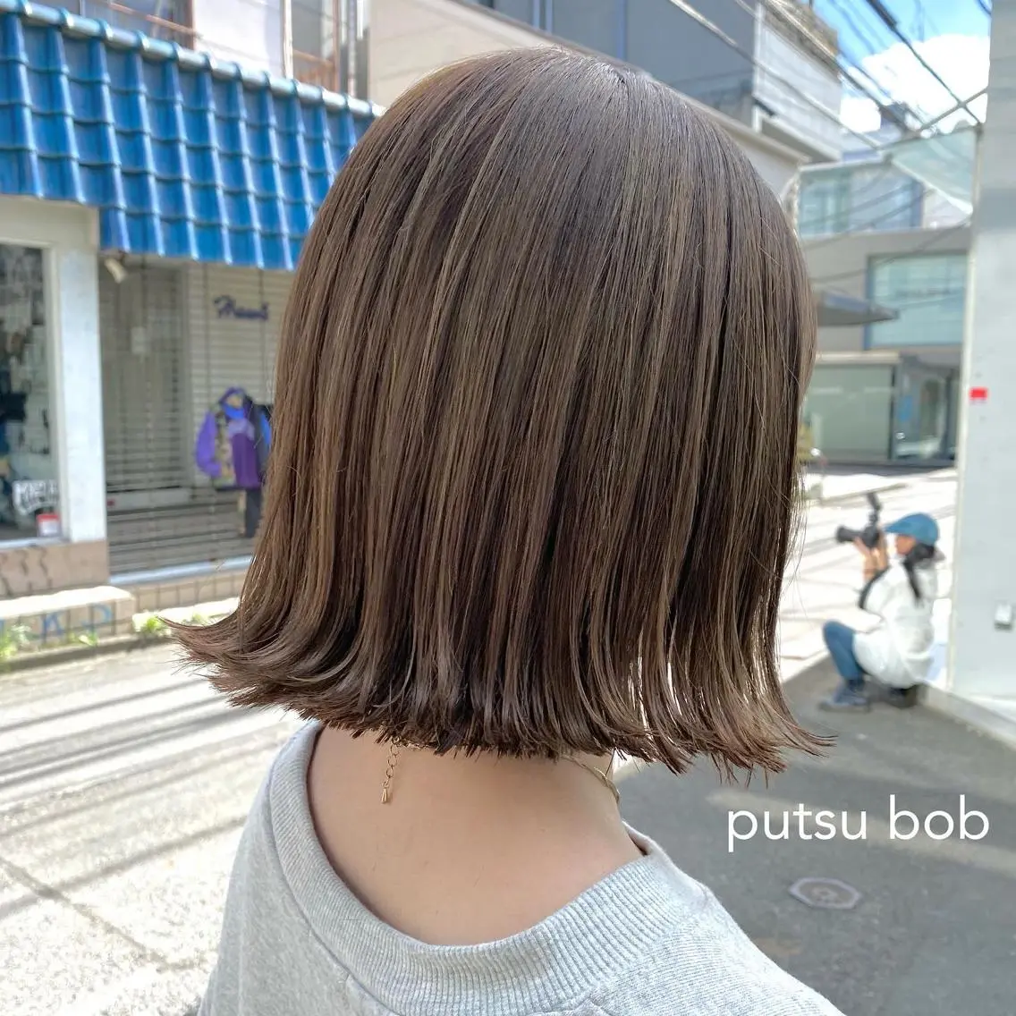 ミディアム 縮毛矯正ボブ&顔まわ レイヤー♡TOMOEのヘアスタイル