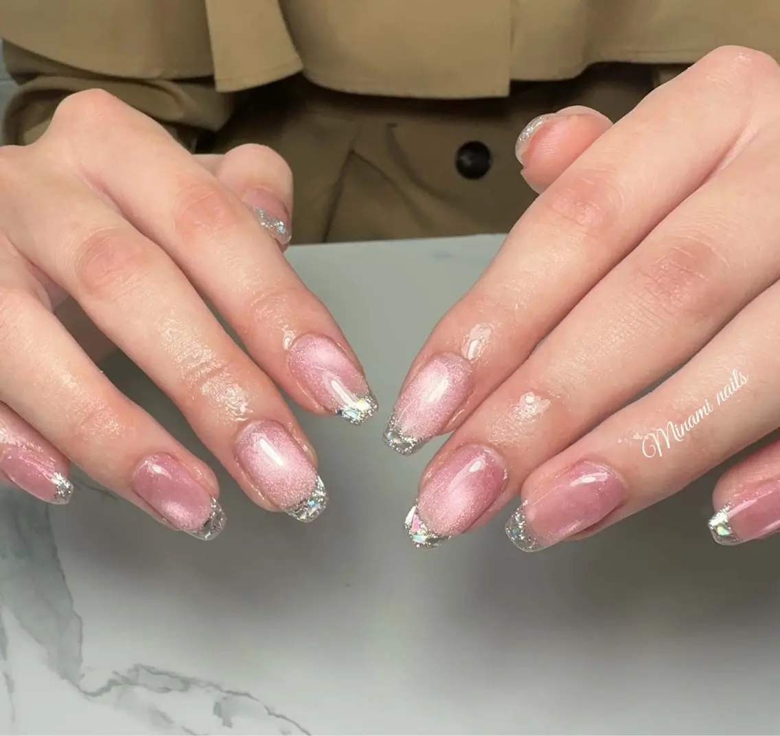 ネイル アートネイル ガーリー キラキラネイル 韓国ネイル マグネットネイル ハンドネイル Minami Nailsのネイルデザイン