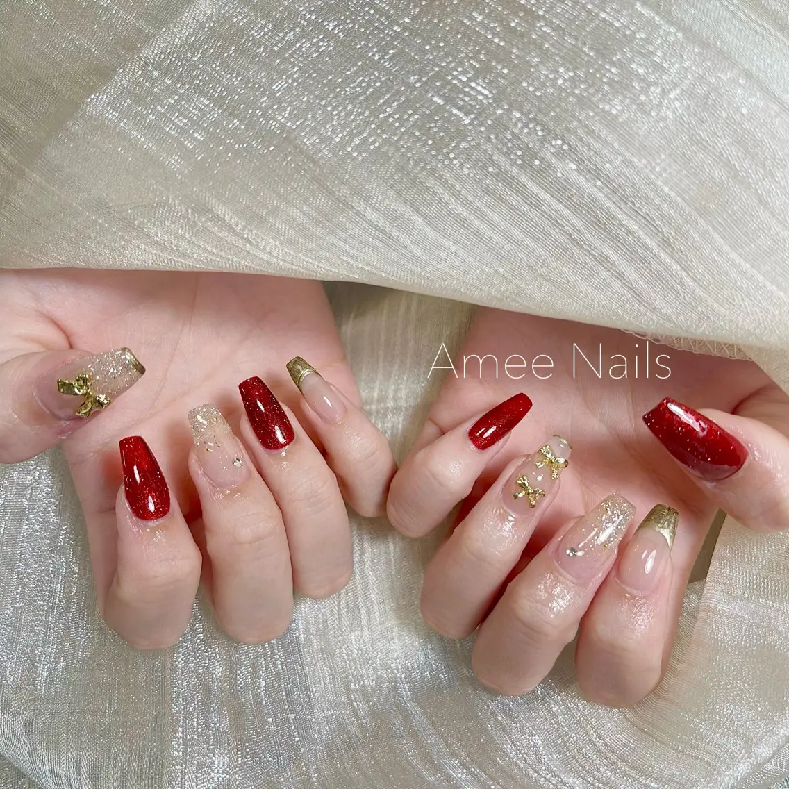 ネイル オーロラネイル クリアネイル フラッシュネイル ジェルネイル グラデーション ハンドネイル Amee Nail Salonのネイルデザイン