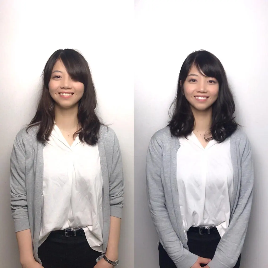 セミロング カラー パーマ セミロングパーマ くびれヘア 岩田菜央 《武蔵小杉》のヘアスタイル