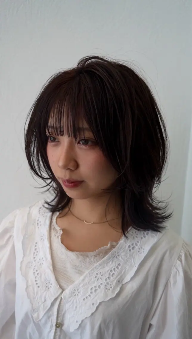 ミディアム カラー ミディアムレイヤー レイヤーカット ボブ/レイヤー /艶カラー/sakuのヘアスタイル