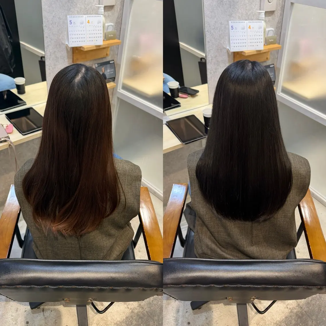 ロング カット ヘアカラー トリートメント ほの かのヘアスタイル