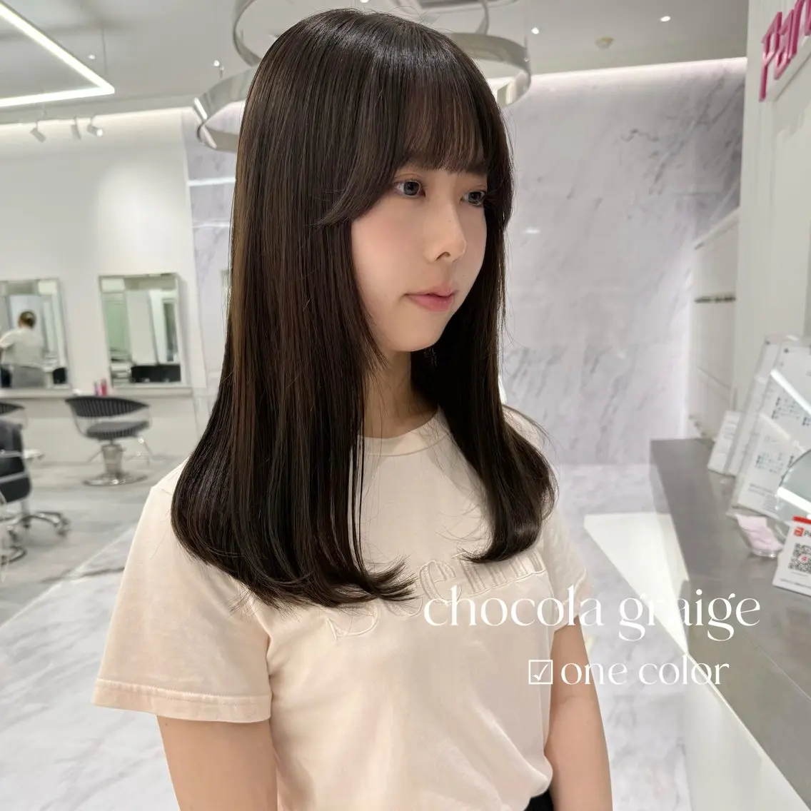 セミロング カラー カット ヘアカラー ParveMix￤ 大賀さつき🍨🤍のヘアスタイル
