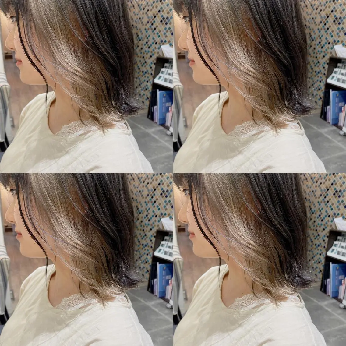 ミディアム カラー ヘアアレンジ インナーカラー 竹内啓太 ボブのヘアスタイル