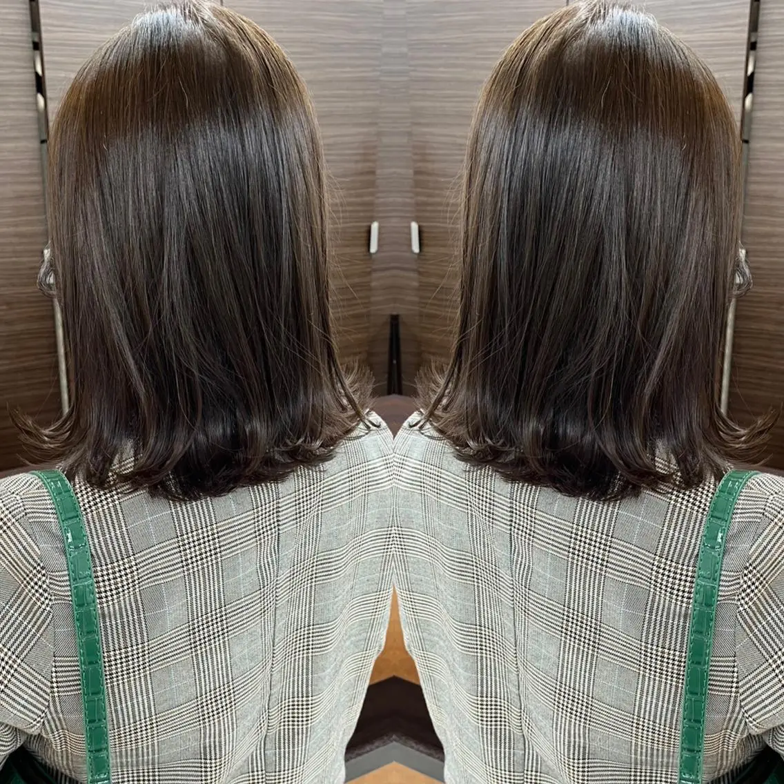ミディアム カラー ベージュカラー 透明感カラー オリーブベージュ 外ハネヘア カット ヘアカラー トリートメント ハタケヤマヨシキ ／BOOTHのヘアスタイル