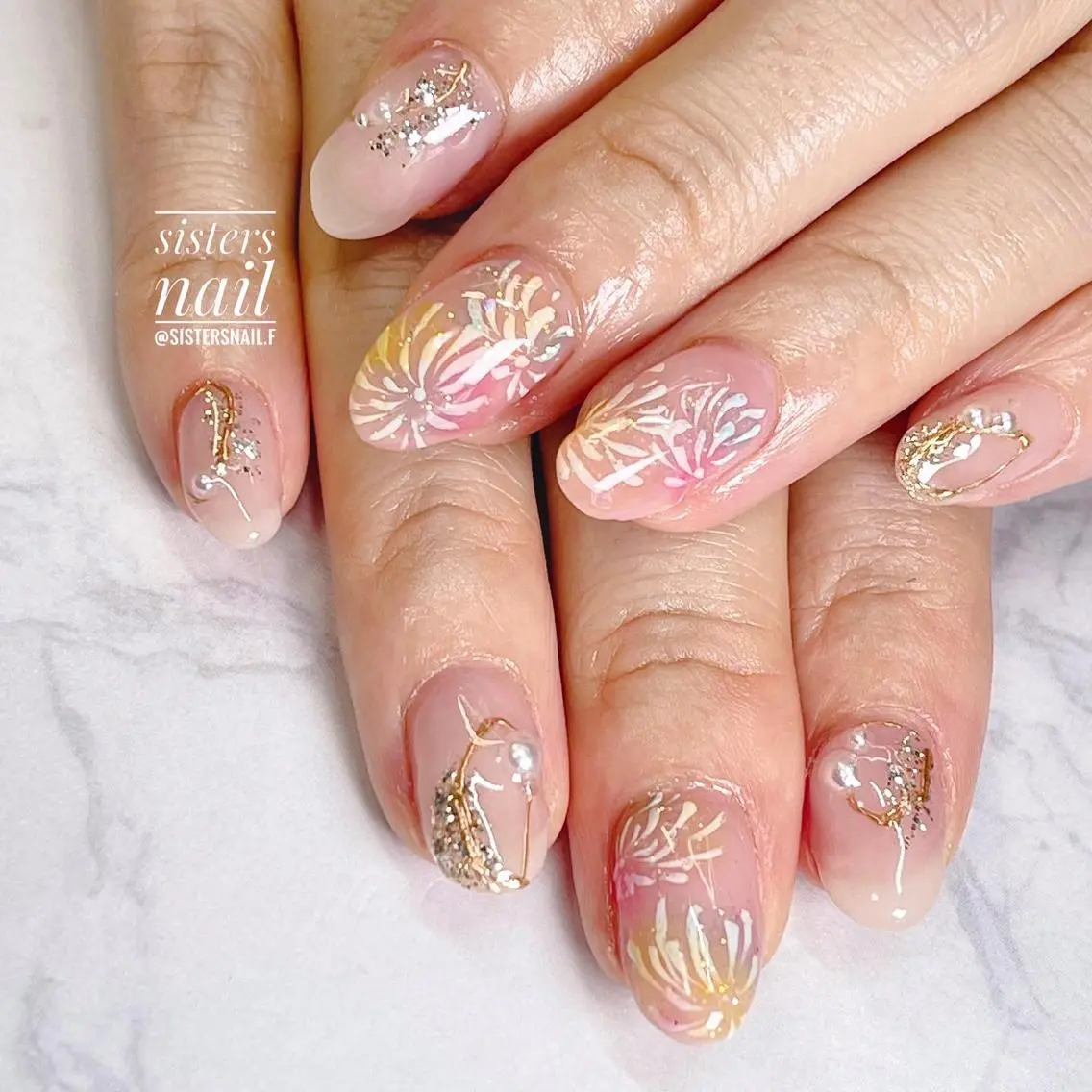 ネイル アートネイル ミラーネイル ニュアンスネイル オフィスネイル 夏ネイル sisters nail.fのネイルデザイン