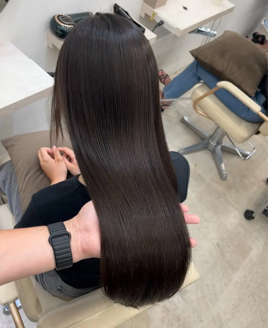 ロング カット ヘアカラー 縮毛矯正 トリートメント 髪質改善/縮毛矯正 梅田茶屋町/西尾祐作のヘアスタイル