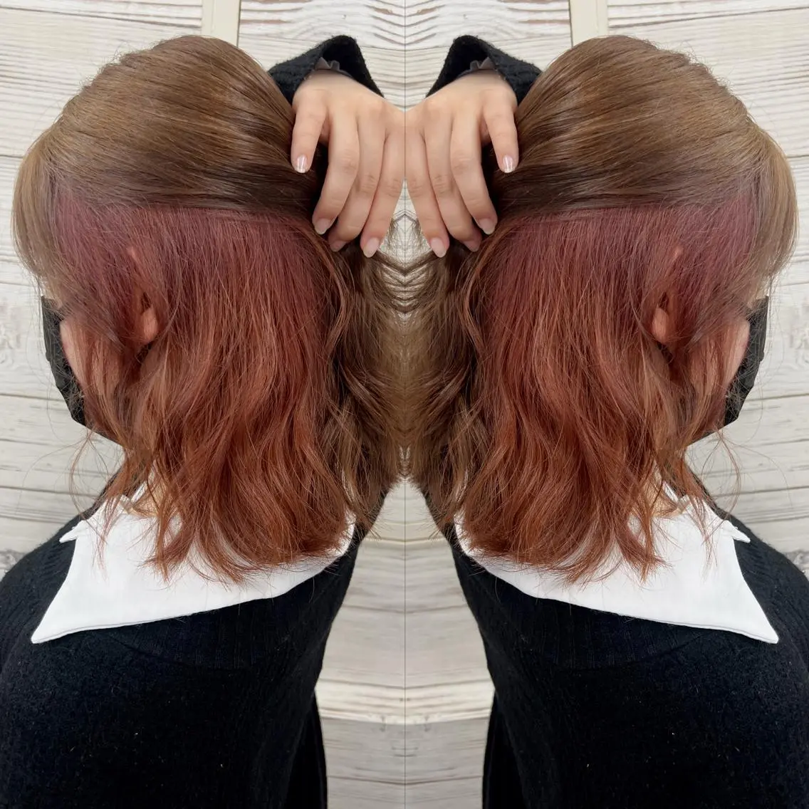 ショート カラー ヘアアレンジ ベージュカラー 黒髪 ブリーチ グレージュ インナーカラー ヘアカラー トリートメント 枝毛カット＆髪質改善 満足NO.1岡しゃんのヘアスタイル