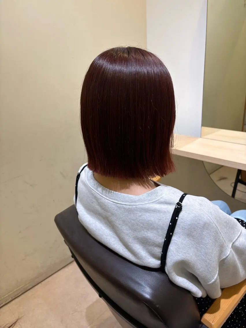 ミディアム カラー レッドカラー ボブ カット ヘッドスパ 名駅/マンツーマン 半個室/まいのヘアスタイル