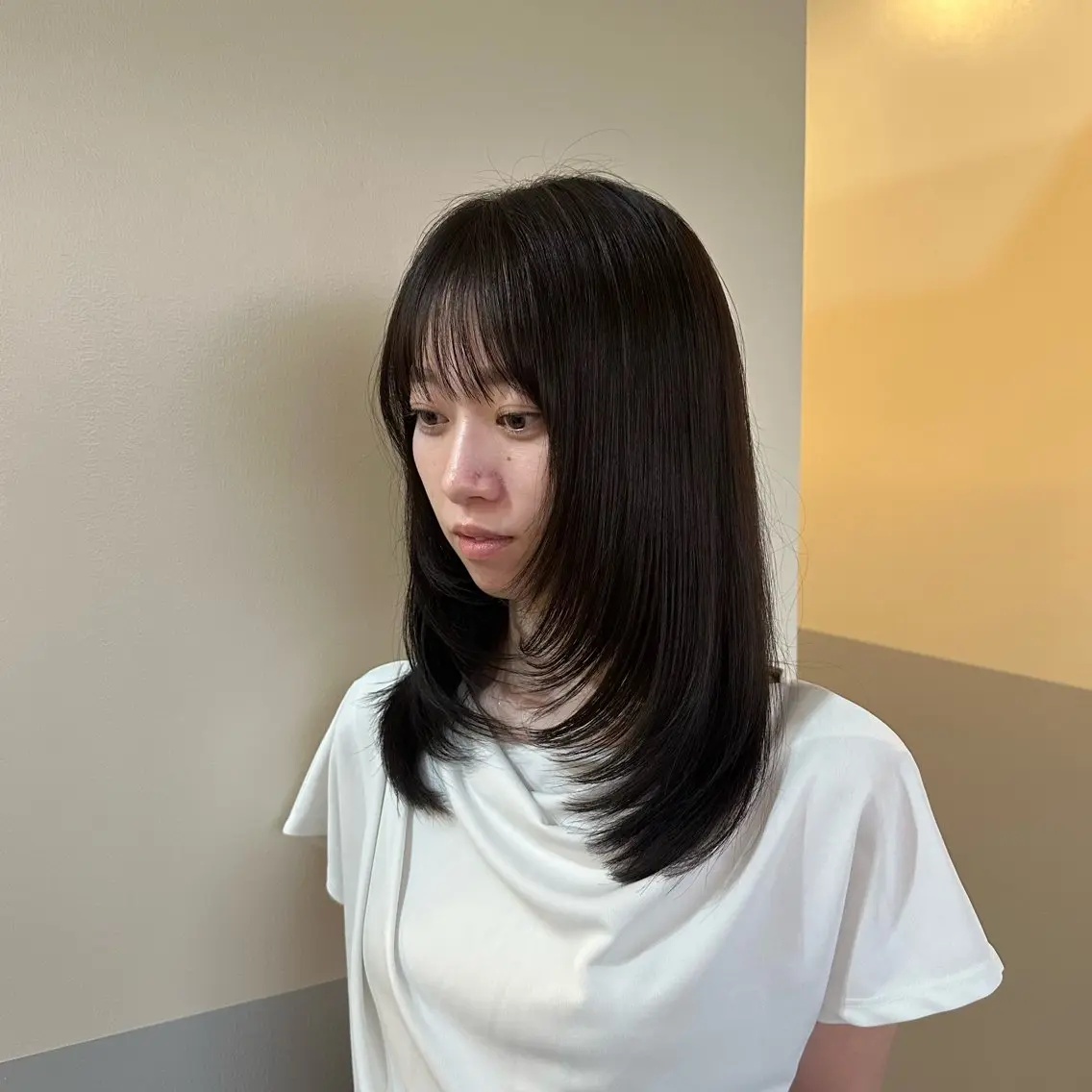 ミディアム レイヤーカット 艶カラー/岡崎 /おかもとななのヘアスタイル