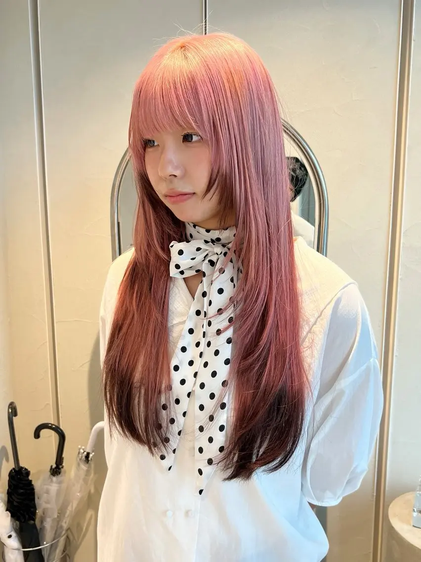 ロング カラー デザインカラー ピンクカラー ヘアカラー 原宿/ブリーチ特化/ RYUTOのヘアスタイル