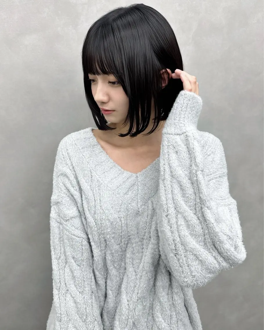 ミディアム 渋谷ボブ 福田連太郎のヘアスタイル