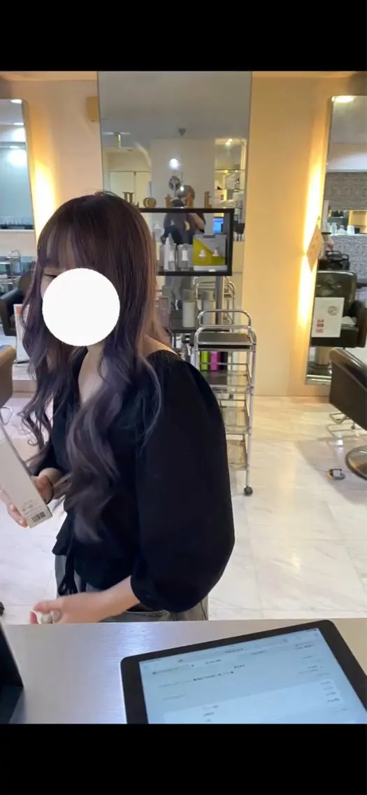 ロング パープルカラー ヘアカラー 藤本 哲平のヘアスタイル