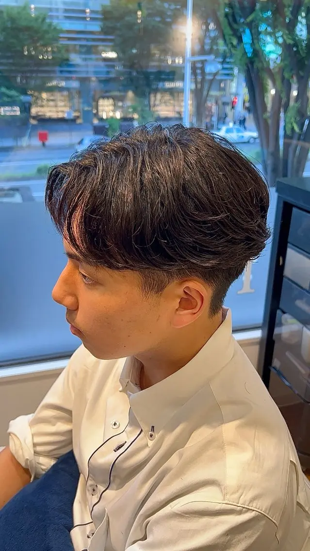 パーマ メンズ フェザーパーマ メンズパーマ カット パーマ Lenahc かめのヘアスタイル
