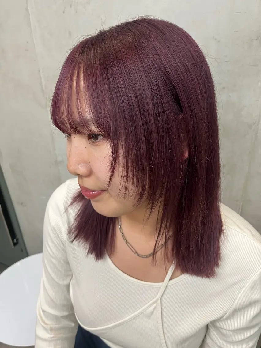 ミディアム ピンクラベンダー 顔周りカット ヘアカラー 🤎𝐌𝐚𝐨⌇ お悩み解決美容師🤎のヘアスタイル