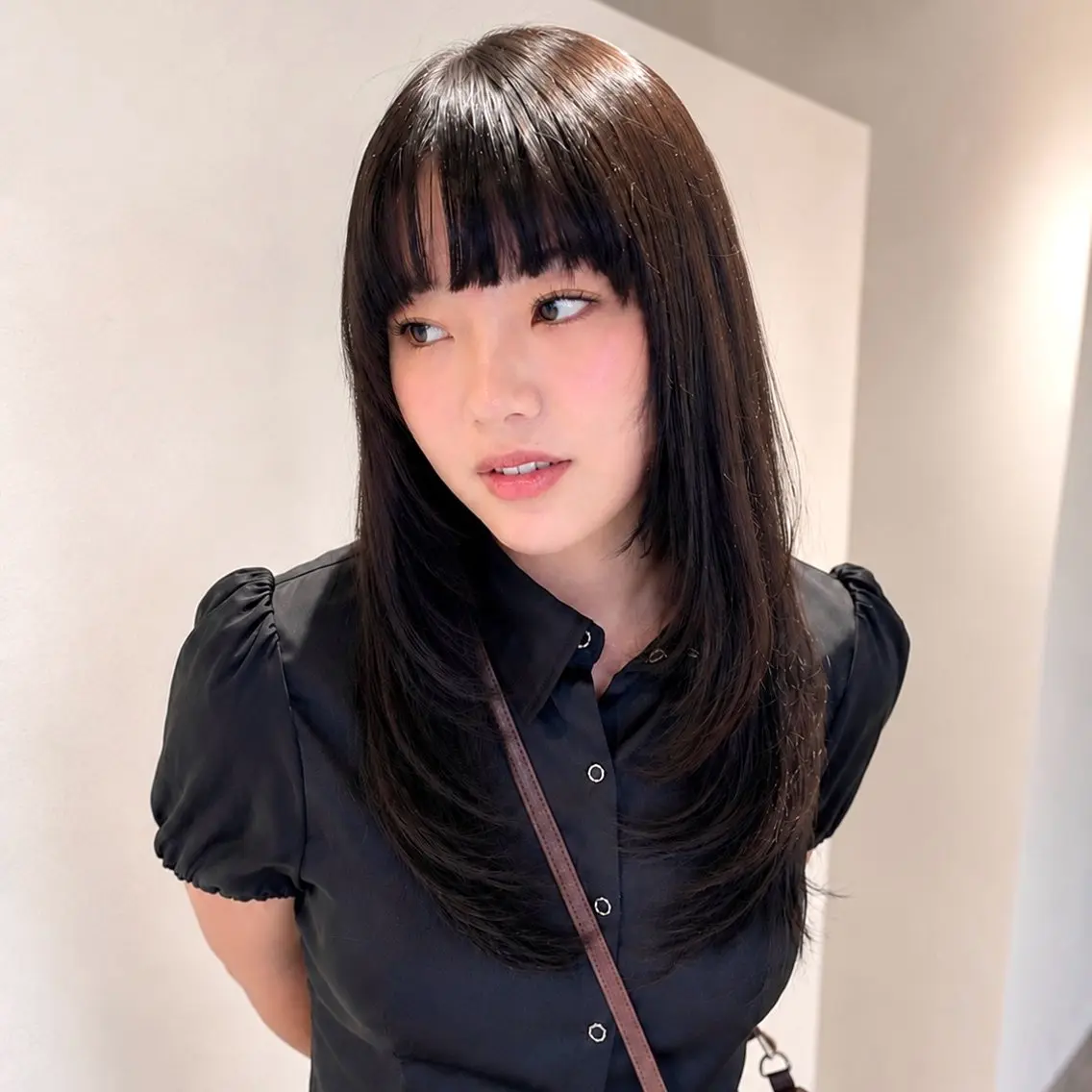 ロング カラー パーマ 顔まわりレイヤー レイヤーカット 縮毛矯正 なかがきはな/ボブ/ レイヤー/パーマのヘアスタイル
