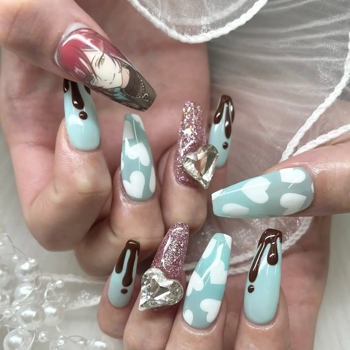 ネイル ハート ハンドネイル 池袋痛ネイル Nok. 渡辺のネイルデザイン