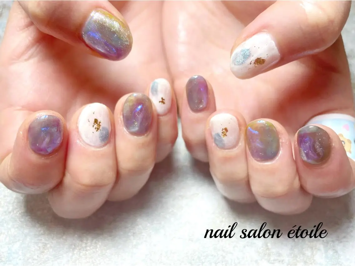 ネイル アートネイル オーロラネイル ジェルネイル 氷ネイル・うるうるネイル マグネットネイル フットネイル nail salon étoileのネイルデザイン