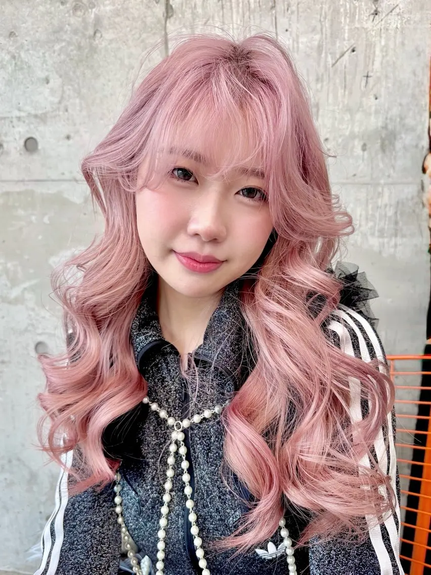 ロング カラー パーマ ヘアアレンジ メンズ キッズ メンズブリーチ ブリーチ ピンクカラー カット ヘアカラー トリートメント 💖オタク美容師 ꒰ঌ♡モモ♡໒꒱のヘアスタイル
